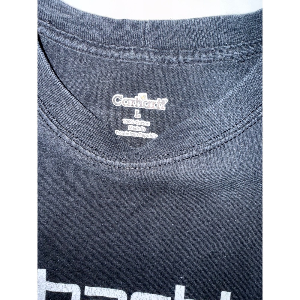 Carhartt Mens Graphic Logo T-Shirt Black Short Sleeve Crewneck Cotton Large - Picture 3 of 4